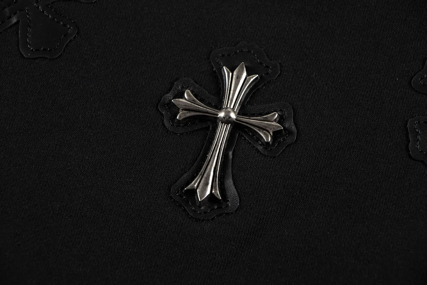 P230 Chrome Hearts Chrome Hearts Leather Cross Metal Logo Sweatshirt Size: SMLXL Color: Black White